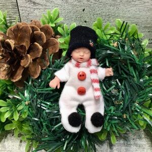 Adorable Snowman my mini Baby Doll OUTFIT with Black Hat